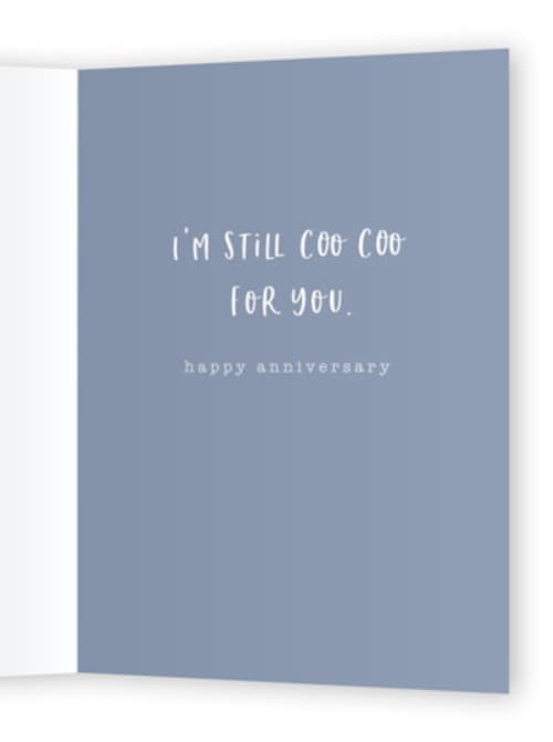 This is a bluebird anniversary cards with standard by Dawn Pope called city love birds printing on signature in greeting cards
