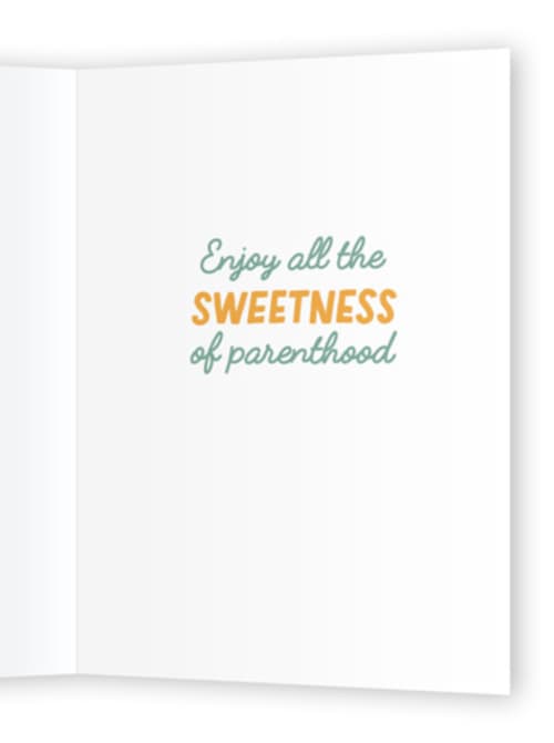 This is a nectarine new baby greeting cards with standard by Jamie Bartlett called congrats on your cutie printing on signature in greeting cards