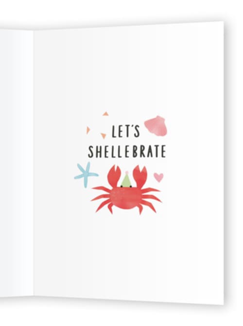 This is a ocean birthday cards with standard by Cindy Chu called holy crab printing on signature in greeting cards