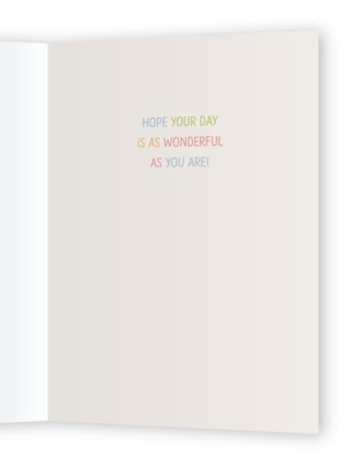 This is a rainbow birthday cards with standard by Anna Ducos called rainbows + sunshine printing on signature in greeting cards