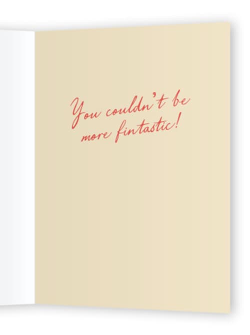 This is a champagne congratulations cards with standard by Poppy and Ash called fintastic congrats printing on signature in greeting cards