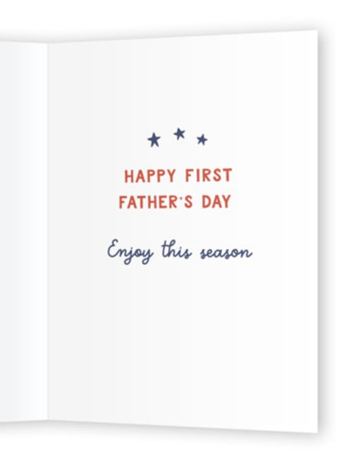 This is a navy fathers day cards with standard by Dawn Pope called rookie dad printing on signature in greeting cards