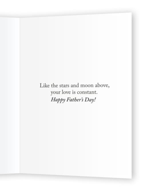 This is a midnight fathers day cards with standard by Monica Hees called under the stars printing on signature in greeting cards