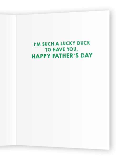 This is a sky fathers day cards with standard by Creo Study called lucky duck printing on signature in greeting cards