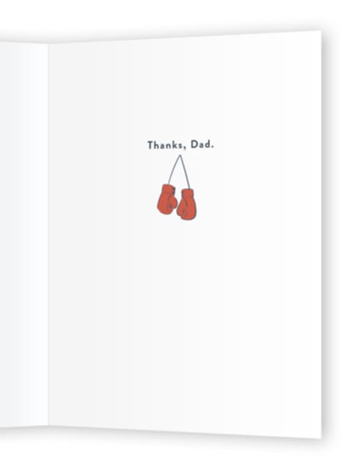 This is a navy fathers day cards with standard by Becky Nimoy called always in my corner printing on signature in greeting cards