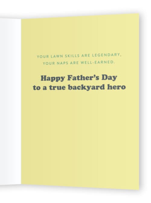 This is a chalk fathers day cards with standard by Itsy Belle Studio called man, myth, mower printing on signature in greeting cards