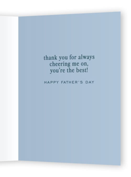 This is a periwinkle fathers day cards with standard by Sara Hicks Malone called biggest hype man printing on signature in greeting cards