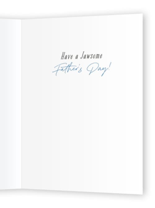This is a aqua fathers day cards with standard by Susan Zinader called lil' hammerhead printing on signature in greeting cards