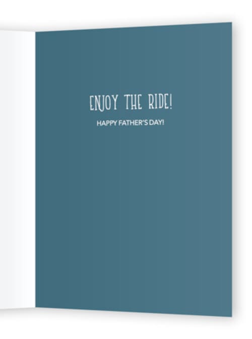 This is a vanilla fathers day cards with standard by Oma N. Ramkhelawan called new wheels printing on signature in greeting cards