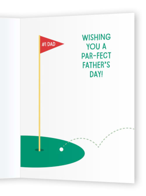 This is a grass fathers day cards with standard by Kacey Kendrick Wagner called golf bag printing on signature in greeting cards