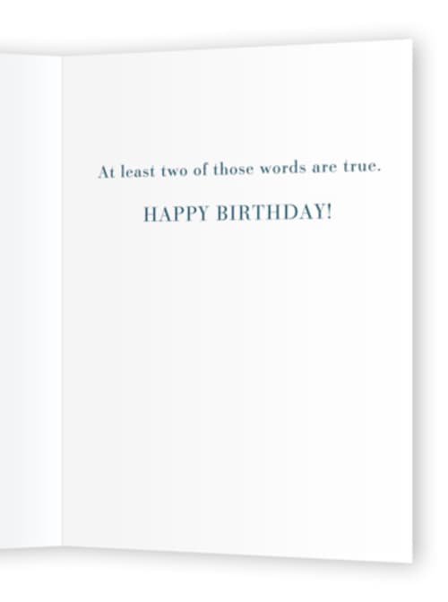 This is a navy birthday cards for him with standard by Alicia Schultz called wise old man printing on signature in greeting cards