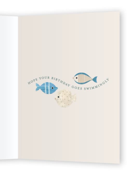 This is a sand birthday cards for him with standard by Sarah Knight called birthday fish printing on signature in greeting cards