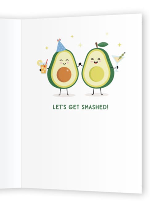 This is a avocado birthday cards for him with standard by Jana Volfova called birthday avo printing on signature in greeting cards