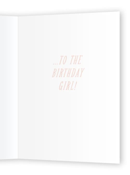 This is a baby pink birthday cards for her with standard by Angela Thompson called glitter balloons printing on signature in greeting cards