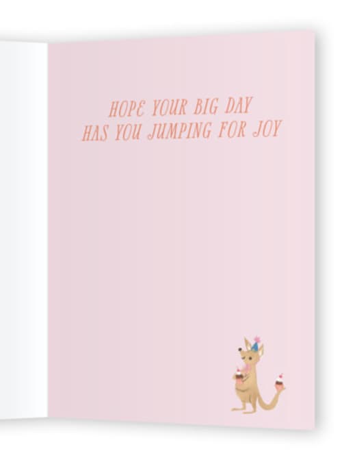 This is a tomato birthday cards for her with standard by Jackie Crawford called hoppy birthday kangaroo printing on signature in greeting cards