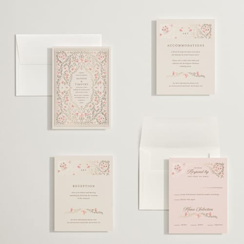 This is a versailles petite wedding invitations with foil pressed by Claudia Orengo called victorian printing on signature in petite