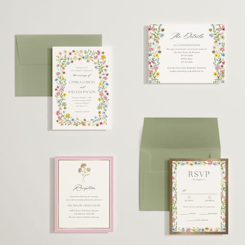 This is a garden petite wedding invitations with foil pressed by Yaling Hou Suzuki called bright garden printing on signature in petite