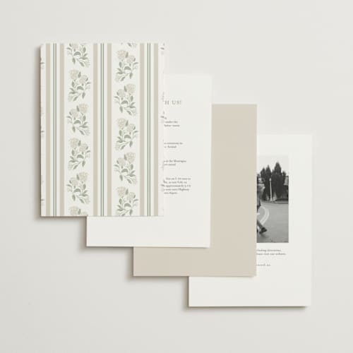 This is a tea time petite wedding invitations with foil pressed by Susan Zinader called shimmering hydrangeas printing on signature in petite