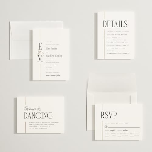 This is a silk petite wedding invitations with foil pressed by Laura Hankins called linear printing on signature in petite