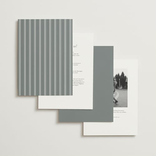 This is a slate petite wedding invitations with foil pressed by Stacey Meacham called refined style printing on signature in petite