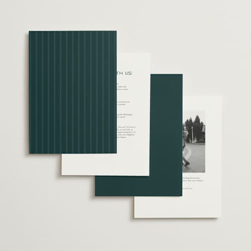 This is a deep sea petite wedding invitations with foil pressed by Erin German called autumnal arch printing on signature in petite