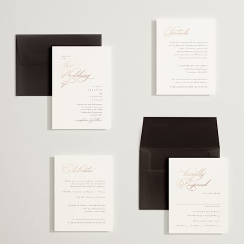 This is a snow petite wedding invitations with foil pressed by Kaydi Bishop called eternal printing on signature in petite