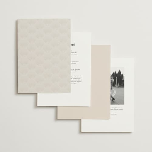 This is a sand petite wedding invitations with foil pressed by Hannah Bowman called simple seashell printing on signature in petite