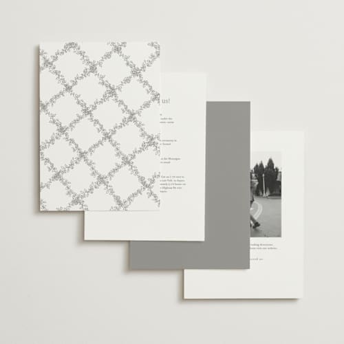 This is a moonlit onyx foil stamped wedding invitations with foil pressed by Cass Loh called boho flower crest printing on signature in standard