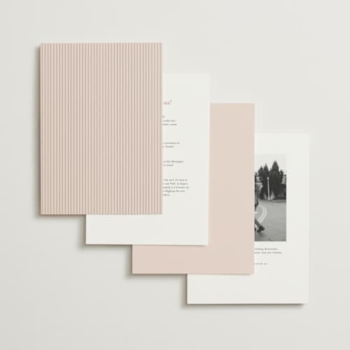 This is a petal foil stamped wedding invitations with foil pressed by Baumbirdy called scallop frame printing on signature in standard
