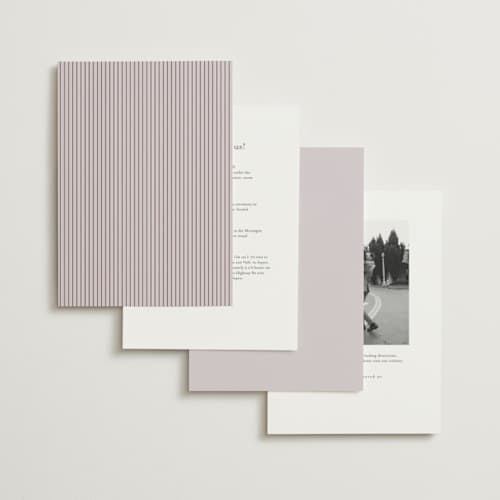 This is a lavender foil stamped wedding invitations with foil pressed by Baumbirdy called scallop frame printing on signature in standard