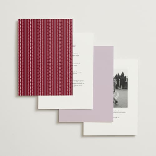 This is a berry foil stamped wedding invitations with foil pressed by Jenna Holcomb called modern vintage printing on signature in standard
