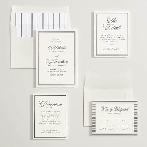 This is a midnight foil stamped wedding invitations with foil pressed by Ellen Schlegelmilch called museo printing on signature in standard