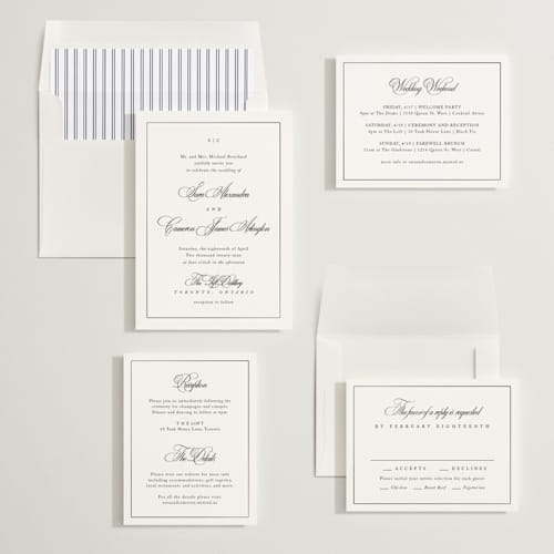 This is a silk foil stamped wedding invitations with foil pressed by Kelly Schmidt called greenwood printing on signature in standard