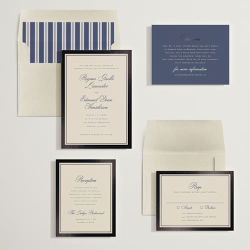This is a oxford foil stamped wedding invitations with foil pressed by chocomocacino called krytharaki printing on signature in standard