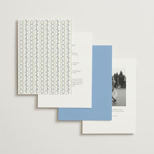 This is a marine foil stamped wedding invitations with foil pressed by Susan Moyal called embrace printing on signature in standard