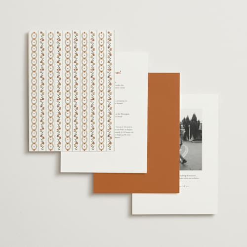 This is a copper foil stamped wedding invitations with foil pressed by Susan Moyal called embrace printing on signature in standard