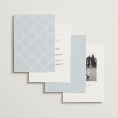 This is a blue mist foil stamped wedding invitations with foil pressed by Nicole Walsh called grace printing on signature in standard