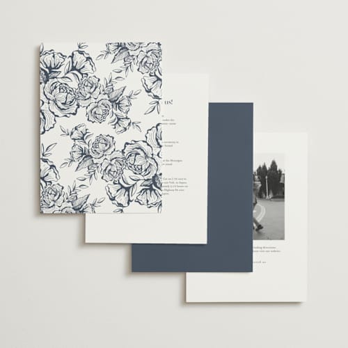 This is a night sky foil stamped wedding invitations with foil pressed by Jennifer Postorino called gilded ampersand printing on signature in standard