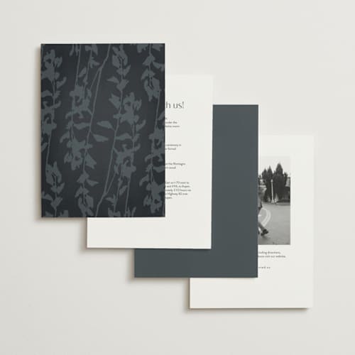 This is a navy foil stamped wedding invitations with foil pressed by Kelly Schmidt called quince printing on signature in standard