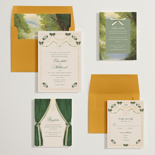 This is a emerald foil stamped wedding invitations with foil pressed by Claudia Orengo called tuileries printing on signature in standard