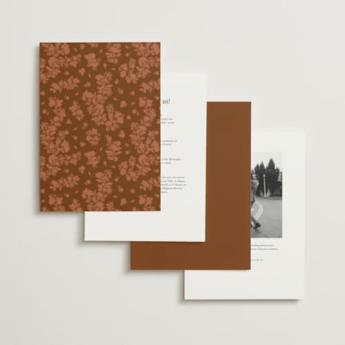 This is a sunset foil stamped wedding invitations with foil pressed by Paola Benenati called blooming path printing on signature in standard