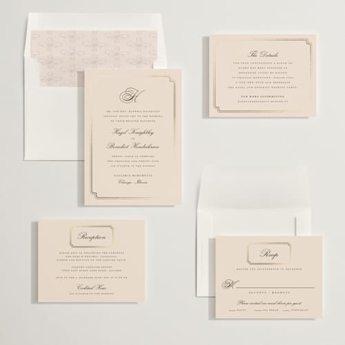 This is a bisque foil stamped wedding invitations with foil pressed by chocomocacino called lussekatter printing on signature in standard