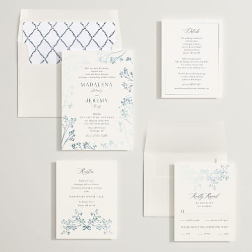 This is a ivory foil stamped wedding invitations with foil pressed by frau brandt called shining florals printing on signature in standard