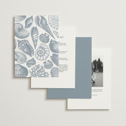 This is a coast foil stamped wedding invitations with foil pressed by Kelly Schmidt called seashore printing on signature in standard
