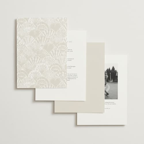 This is a pearl foil stamped wedding invitations with foil pressed by Maria Alou called by the seashore printing on signature in standard