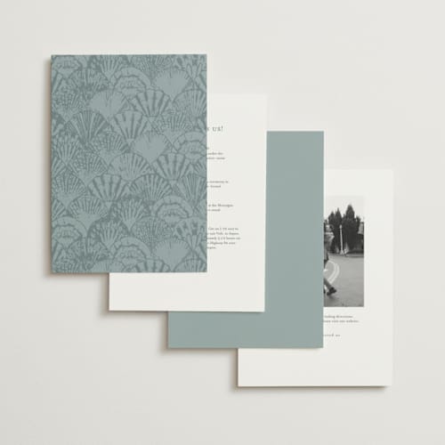 This is a ocean foil stamped wedding invitations with foil pressed by Maria Alou called by the seashore printing on signature in standard