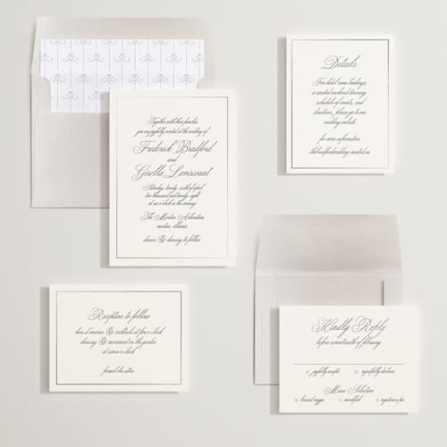 This is a sugar foil stamped wedding invitations with foil pressed by chocomocacino called toulomotiri printing on signature in standard