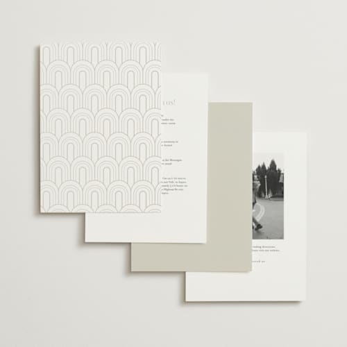 This is a marshmallow foil stamped wedding invitations with foil pressed by Vera Lim called the arc printing on signature in standard