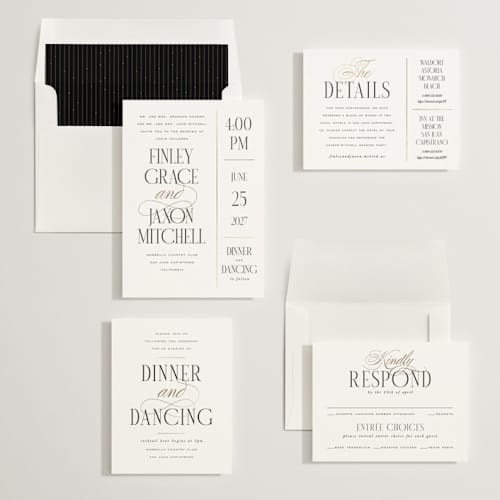 This is a opal foil stamped wedding invitations with foil pressed by Leah Bisch called unite printing on signature in standard