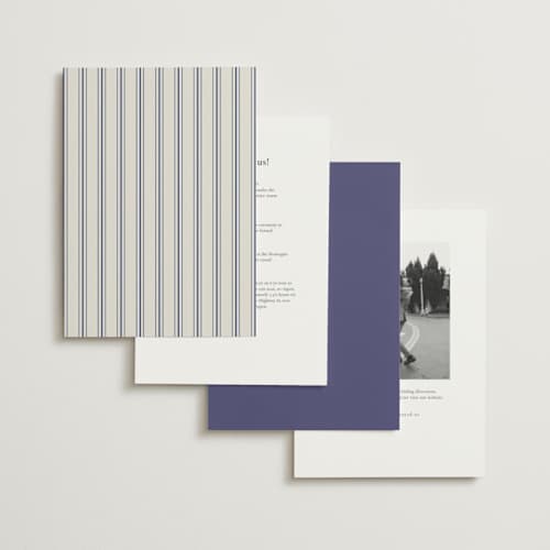 This is a dynasty blue foil stamped wedding invitations with foil pressed by Ana de Sousa called tiled romance printing on signature in standard